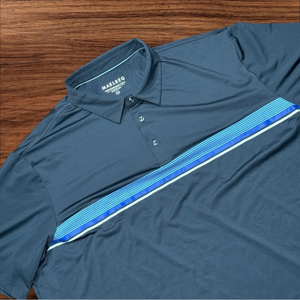 maelreg performance polo 3XL Men’s Gray Blue Golf Striped‎